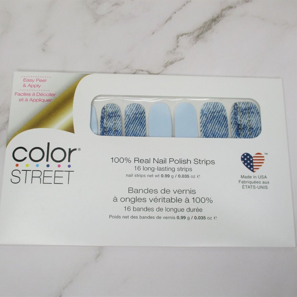 Color Street 100% Nail Polish Strips Blue Jean Baby Retired - Picture 2 of 5